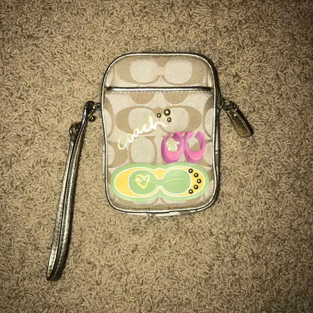 Coach Leather Wristlet Cream Color